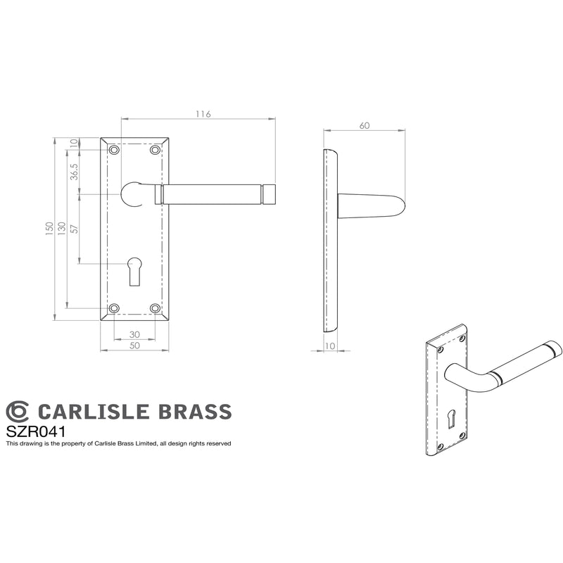 Serozzetta - Serozzetta Quaranta Lever on Lock Backplate - Polished Nickel / Satin Nickel - SZR041PNSN - Choice Handles