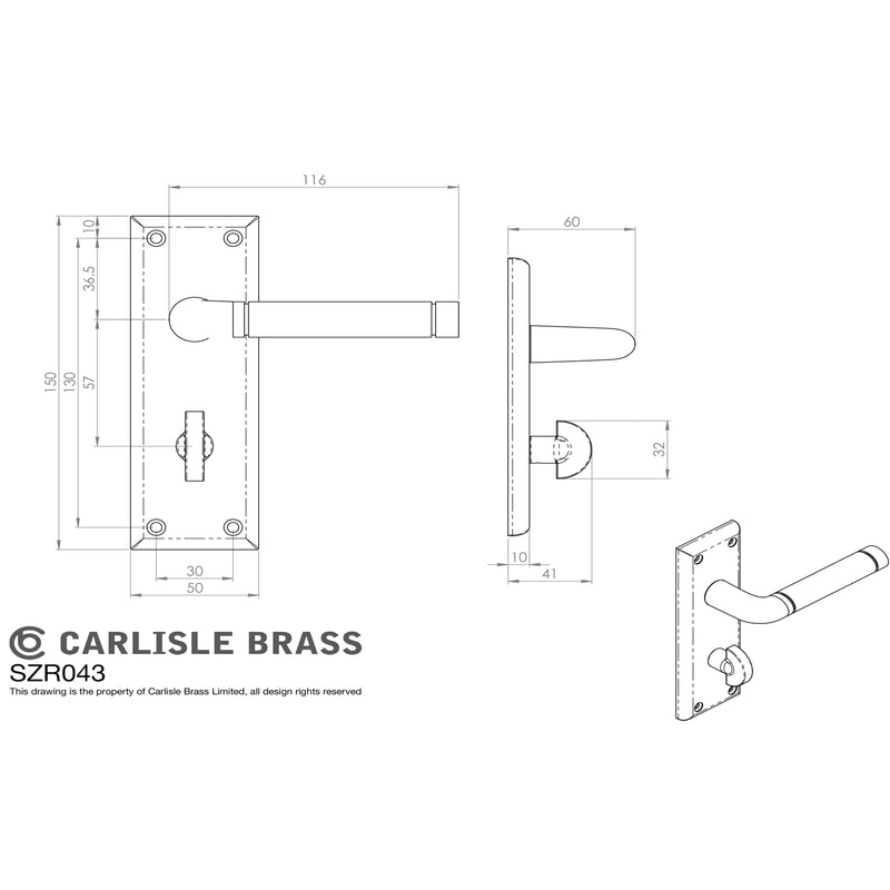 Serozzetta - Serozzetta Quaranta Lever on Bathroom Backplate - Polished Nickel / Satin Nickel - SZR043PNSN - Choice Handles