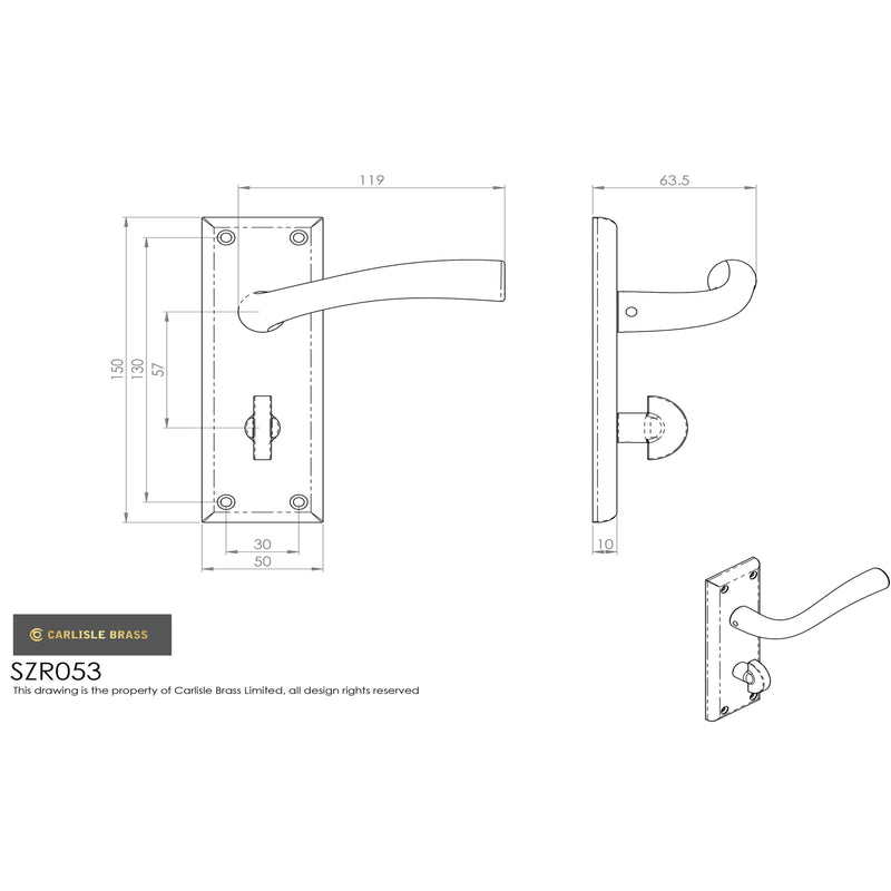 Serozzetta - Serozzetta Cinquanta Lever on Bathroom Backplate - Polished Nickel - SZR053PN - Choice Handles