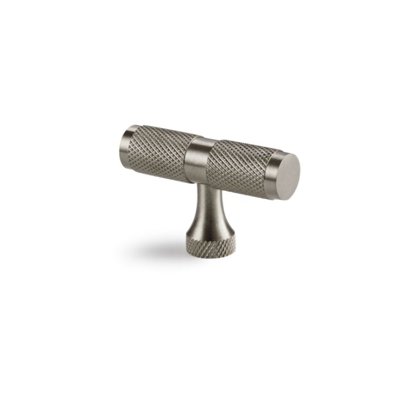 Spira Brass - Knurled T bar Cupboard Pull  - Satin Silver - SB2328SS - Choice Handles