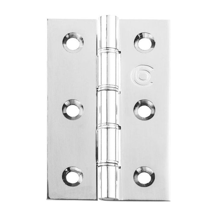 Carlisle Brass - 102mm Double Stainless Steel Washered Brass Butt Hinge - Polished Chrome - HDSSW5CP - (Pair) - Choice Handles