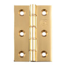 Carlisle Brass - 102mm x-67mm x 3mm - Double Phosphor Bronze Washered Butt Hinge - Polished Lacquered - HDPBW4 - (Pair) - Choice Handles
