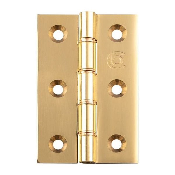 Carlisle Brass - 102mm x-67mm x 3mm - Double Phosphor Bronze Washered Butt Hinge - Polished Lacquered - HDPBW4 - (Pair) - Choice Handles