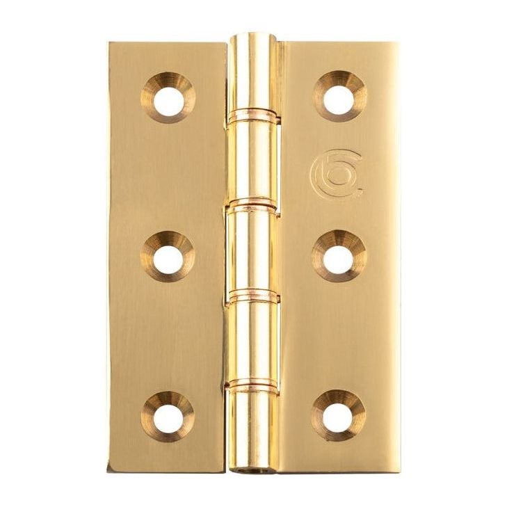 Carlisle Brass - 102mm x-67mm x 3mm - Double Phosphor Bronze Washered Butt Hinge - Polished Lacquered - HDPBW4 - (Pair) - Choice Handles