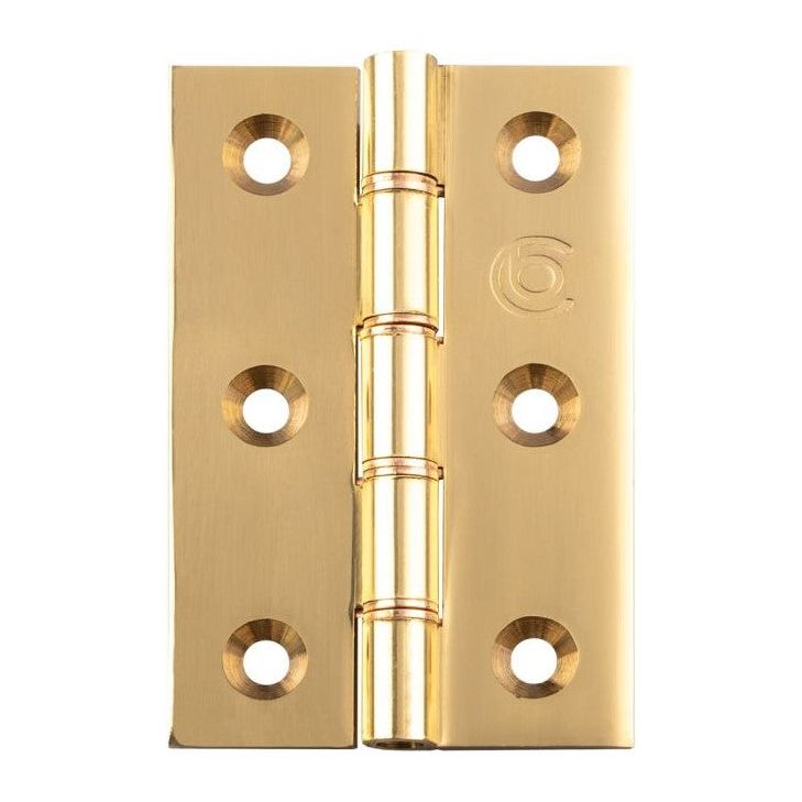 Carlisle Brass - 102mm x-67mm x 3mm - Double Phosphor Bronze Washered Butt Hinge - Polished Lacquered - HDPBW4 - (Pair) - Choice Handles