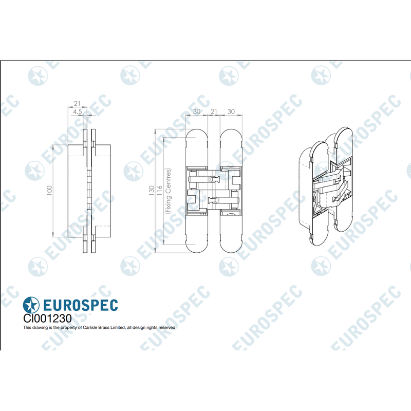 Eurospec - Ceam 3D Concealed Hinge 1230 - Matt Black - CI001230VNO00