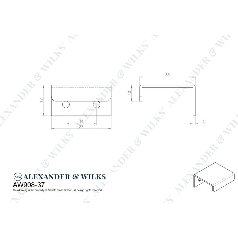 Alexander and Wilks - Tilly Finger Pull-Antique Brass-37mm - AW908-37-AB - Choice Handles