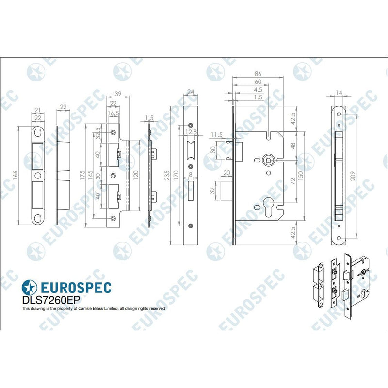 Eurospec - Easi-T Din Euro Profile Sashlock - Stainless Steel - DLS7260EPSSS
