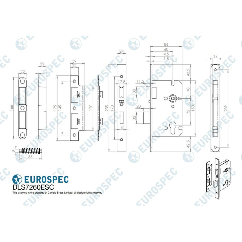 Eurospec - Easi-T Din Euro Profile Escape Lock - Stainless Steel - DLS7260ESCSSS
