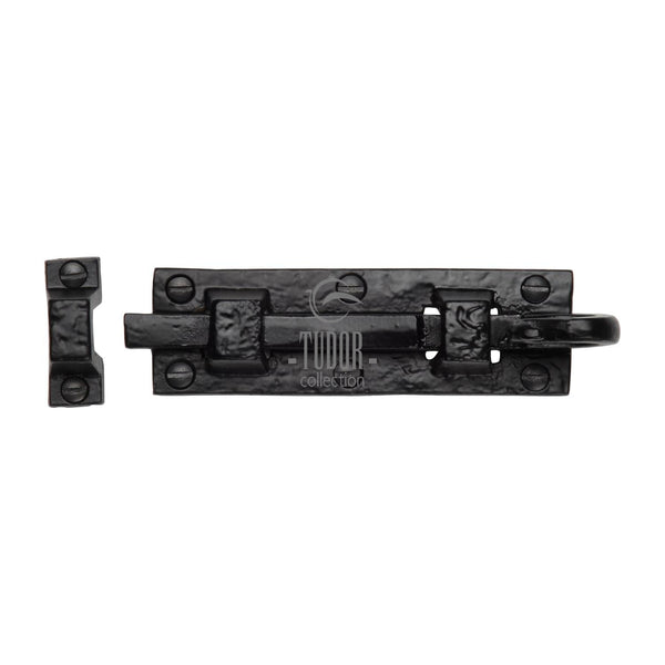 The Tudor Door Bolt Straight 4" Black Iron - TC158 102 - Choice Handles