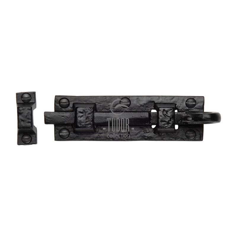 The Tudor Door Bolt Straight 4" Black Iron - TC158 102 - Choice Handles