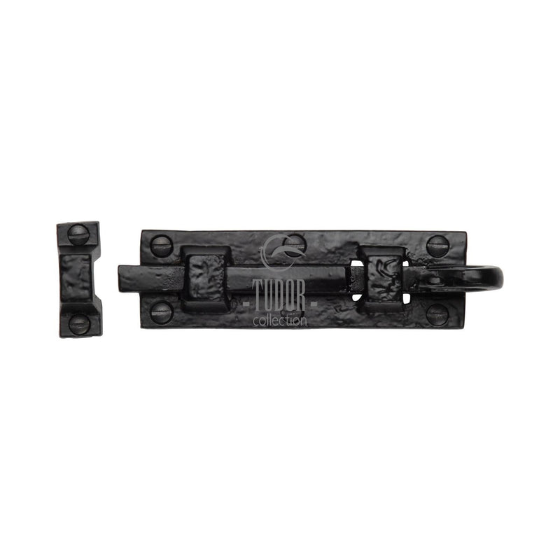 The Tudor Door Bolt Straight 3" Black Iron - TC158 76 - Choice Handles