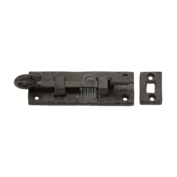 The Tudor Door Bolt Necked 4" Black Iron - TC159 102 - Choice Handles
