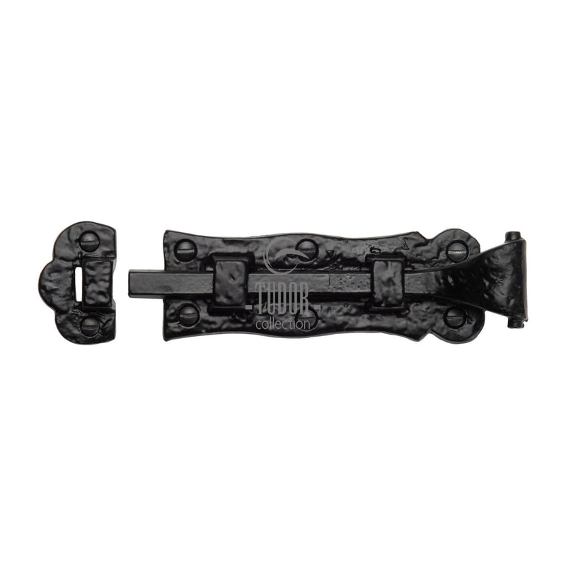 The Tudor Door Bolt Straight 6" Black Iron - TC165 125 - Choice Handles