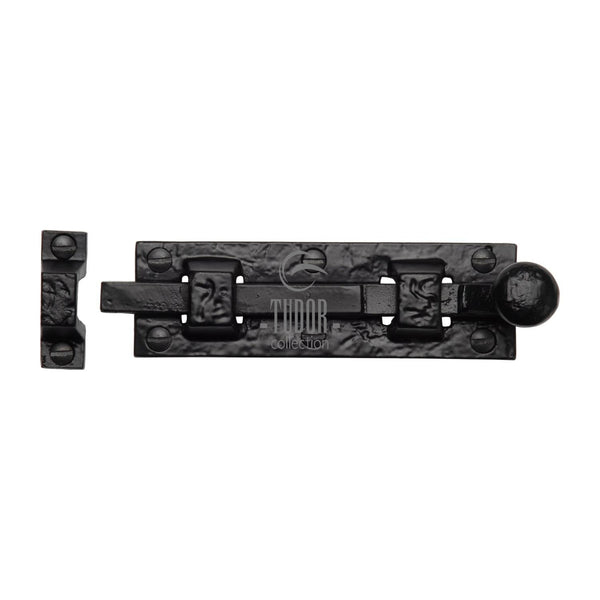 The Tudor Door Bolt Straight 4" Black Iron - TC168 102 - Choice Handles