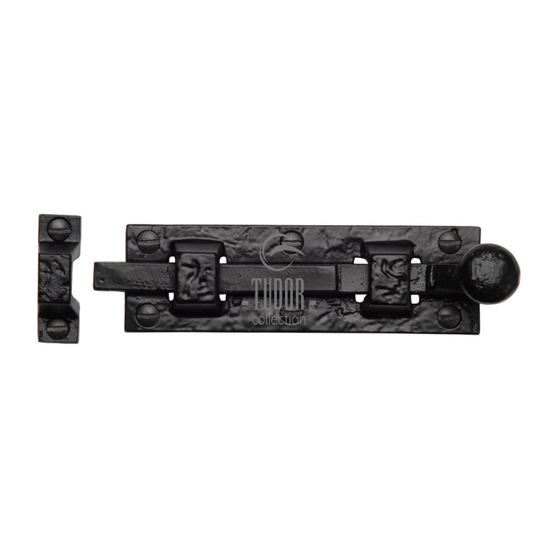 The Tudor Door Bolt Straight 4" Black Iron - TC168 102 - Choice Handles