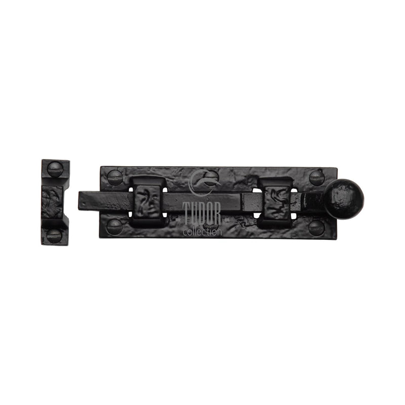 The Tudor Door Bolt Straight 3" Black Iron - TC168 76 - Choice Handles