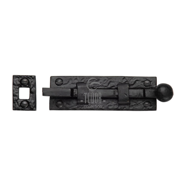 The Tudor Door Bolt Necked 4" Black Iron - TC169 102 - Choice Handles