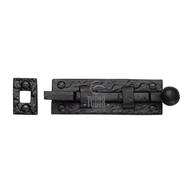 The Tudor Door Bolt Necked 4" Black Iron - TC169 102 - Choice Handles