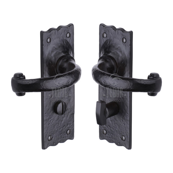 The Tudor Door Handle for Bathroom Colonial Design Black Iron - TC320 - Choice Handles