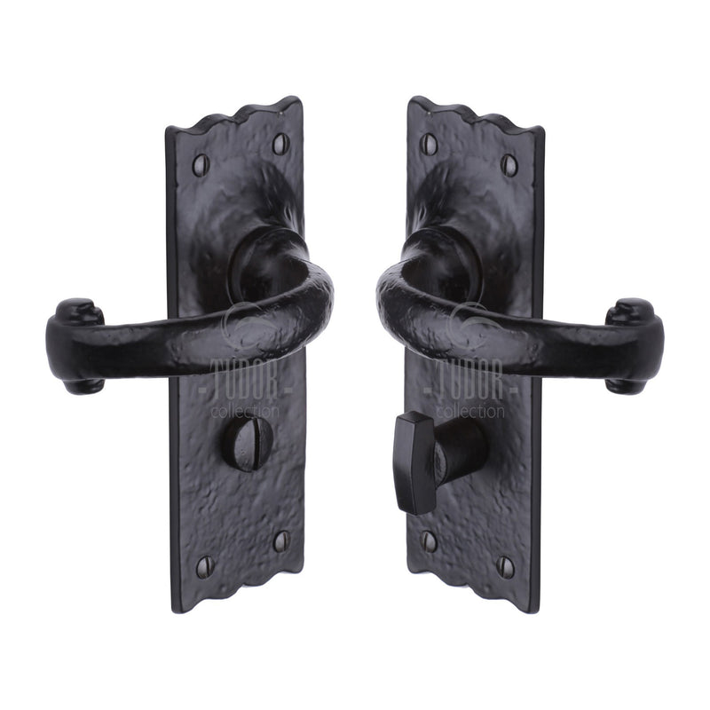 The Tudor Door Handle for Bathroom Colonial Design Black Iron - TC320 - Choice Handles