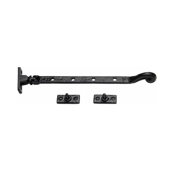 The Tudor Casement Window Stay 10" Black Iron - TC380 254 - Choice Handles