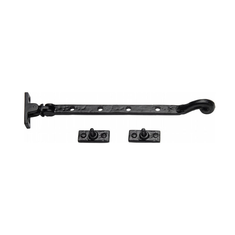 The Tudor Casement Window Stay 10" Black Iron - TC380 254 - Choice Handles