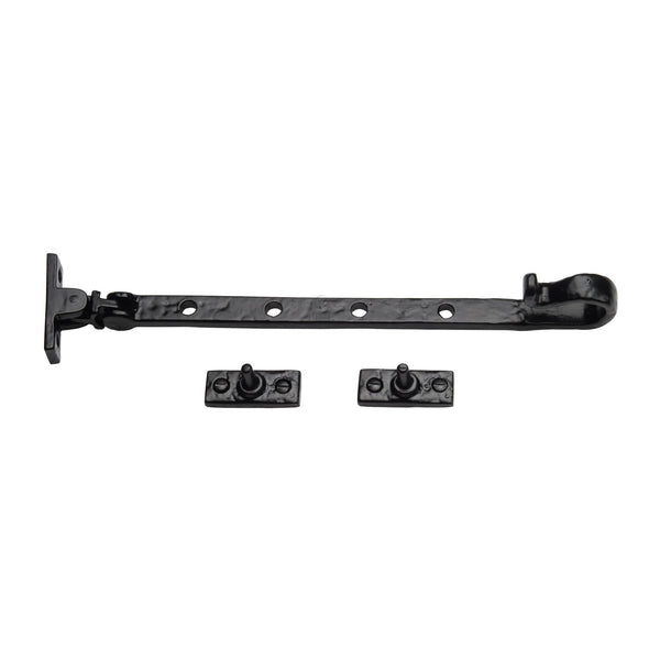 The Tudor Casement Window Stay 12" Black Iron - TC380 305 - Choice Handles