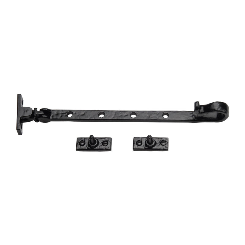 The Tudor Casement Window Stay 12" Black Iron - TC380 305 - Choice Handles