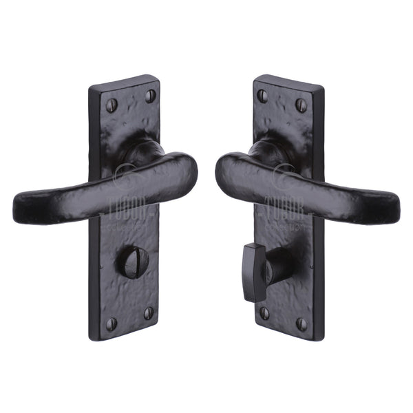 The Tudor Door Handle for Bathroom Windsor Design Black Iron - TC530 - Choice Handles