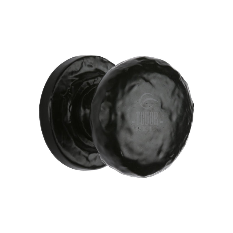 The Tudor Cabinet Knob Rustic Round Design 38mm Black Iron - TC532 38 - Choice Handles