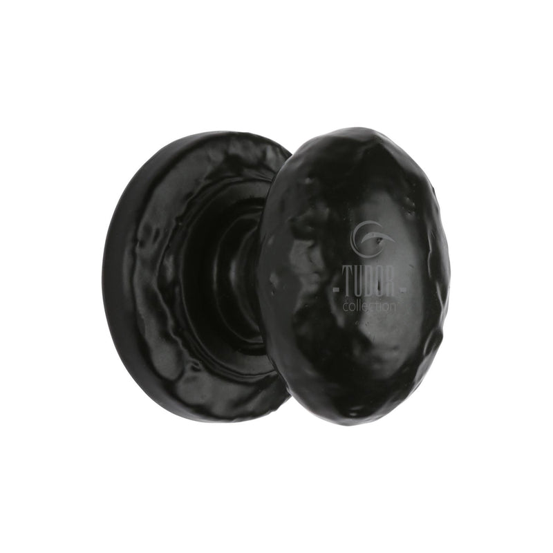 The Tudor Cabinet Knob Rustic Oval Design 32mm Black Iron - TC534 32 - Choice Handles