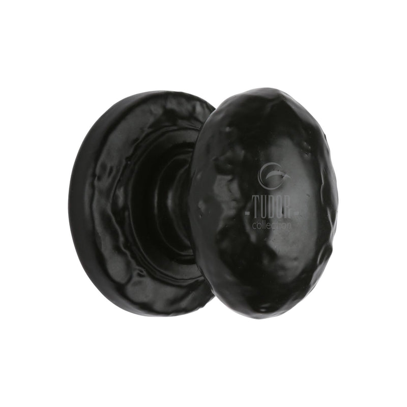 The Tudor Cabinet Knob Rustic Oval Design 38mm Black Iron - TC534 38 - Choice Handles
