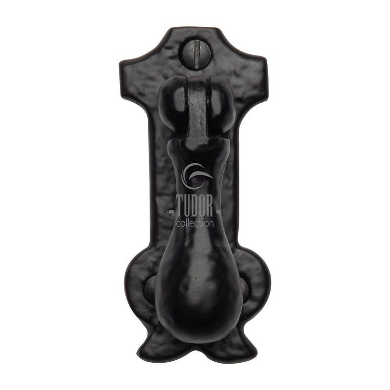 The Tudor Cabinet Drop Pull on Plate Black Iron - TC549 - Choice Handles