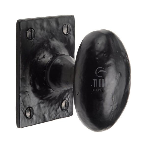 The Tudor Mortice Knob on Rose Mortice Knob Design Black Iron - TC550 - Choice Handles