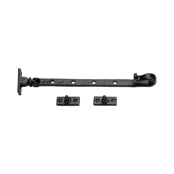The Tudor Casement Window Stay  Shepherd's Crook Pattern 10" Black Iron - TC580 254 - Choice Handles