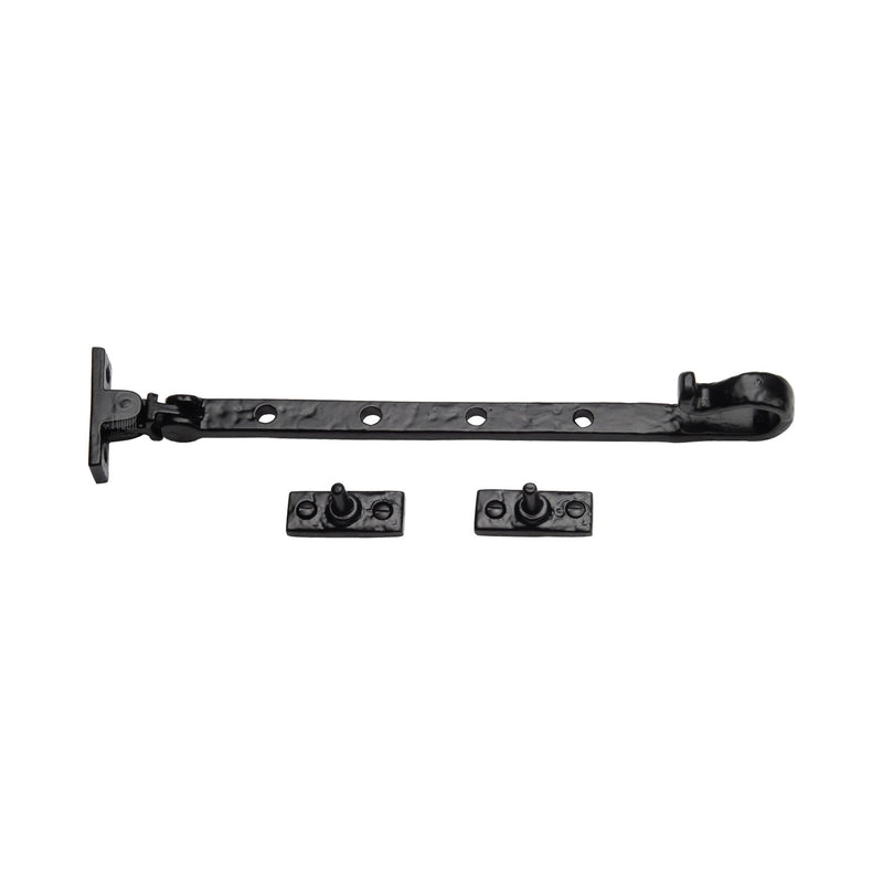 The Tudor Casement Window Stay  Shepherd's Crook Pattern 10" Black Iron - TC580 254 - Choice Handles