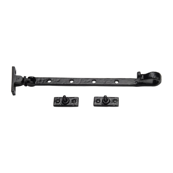 The Tudor Casement Window Stay  Shepherd's Crook Pattern 12" Black Iron - TC580 305 - Choice Handles