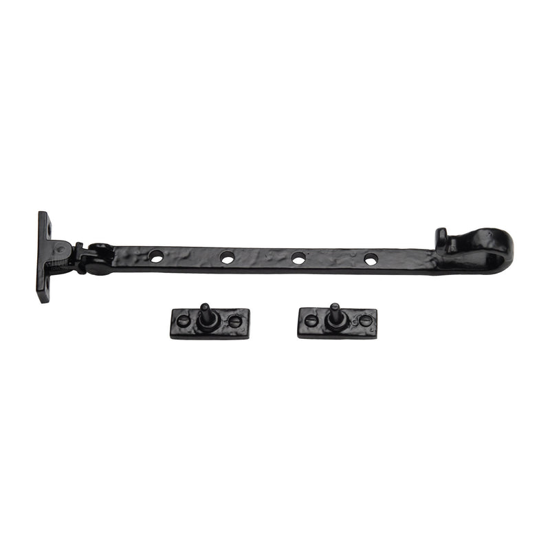 The Tudor Casement Window Stay  Shepherd's Crook Pattern 12" Black Iron - TC580 305 - Choice Handles
