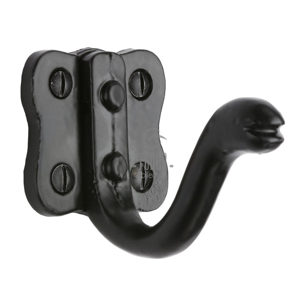 The Tudor Single Coat Hook Black Iron - TC695
