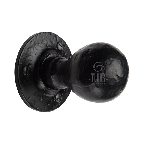 The Tudor Mortice Knob on Rose Mortice Knob Design Black Iron - TC970 - Choice Handles