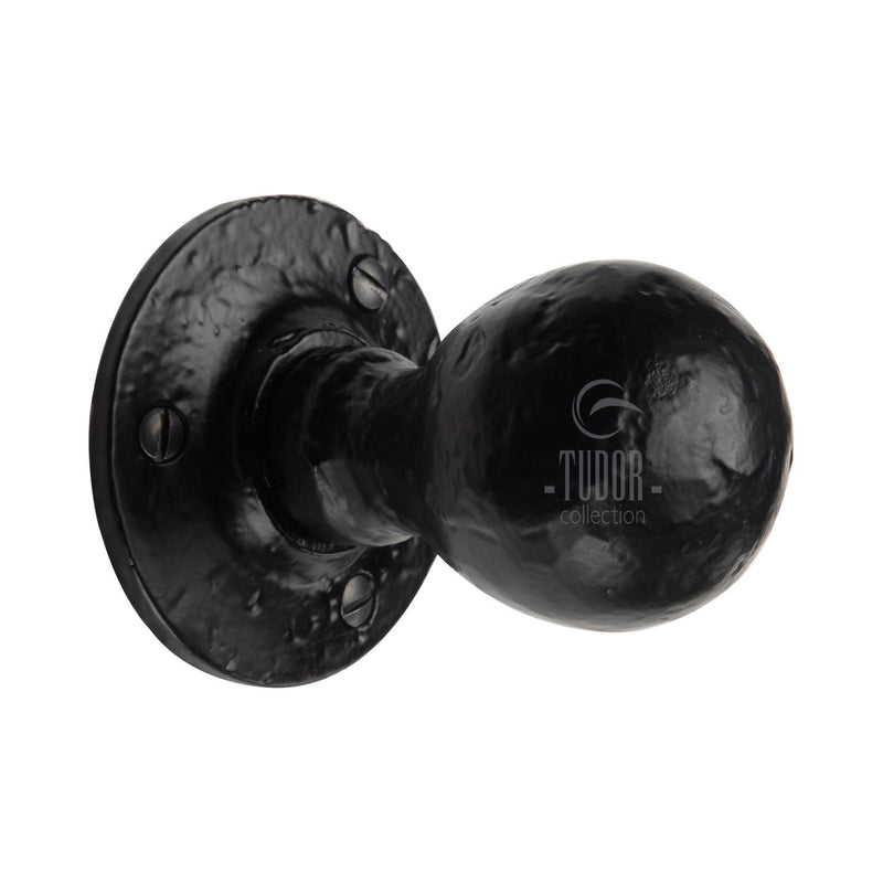 The Tudor Mortice Knob on Rose Mortice Knob Design Black Iron - TC970 - Choice Handles