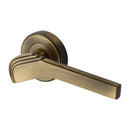 Heritage Brass Door Handle Lever on Rose Tiffany Design Antique Finish - TIF1926-AT - Choice Handles
