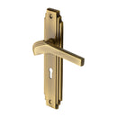 Heritage Brass Door Handle Lever Lock Tiffany Design Antique Finish - TIF5200-AT - Choice Handles