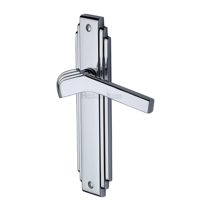 Heritage Brass Door Handle Lever Latch Tiffany Design Polished Chrome Finish - TIF5210-PC - Choice Handles