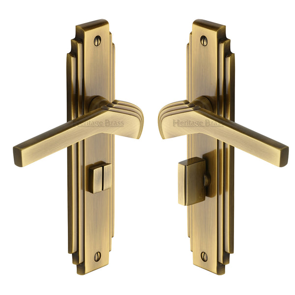 Heritage Brass Door Handle Bathroom Set Tiffany Design Antique Finish - TIF5230-AT - Choice Handles