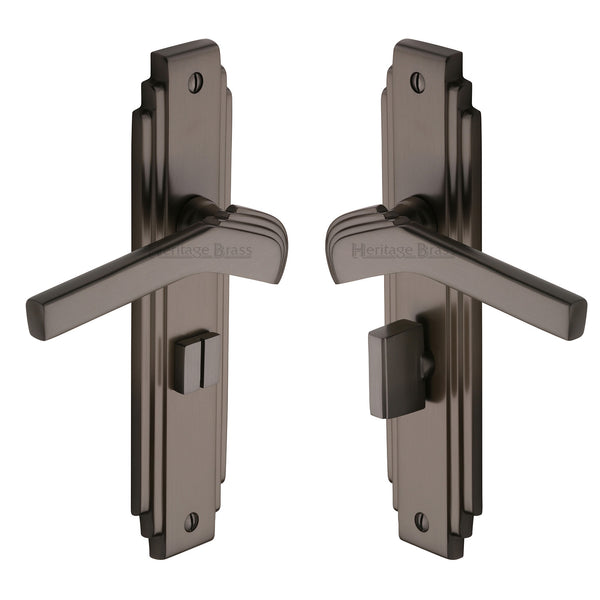 Heritage Brass Door Handle Bathroom Set Tiffany Design Matt Bronze Finish - TIF5230-MB - Choice Handles