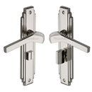 Heritage Brass Door Handle Bathroom Set Tiffany Design Polished Nickel Finish - TIF5230-PNF - Choice Handles