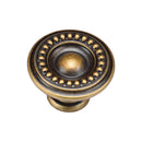 Beaded Round Knob 035mm Distressed Brass on Zinc finish
 - TK4404-035-DBS - Choice Handles