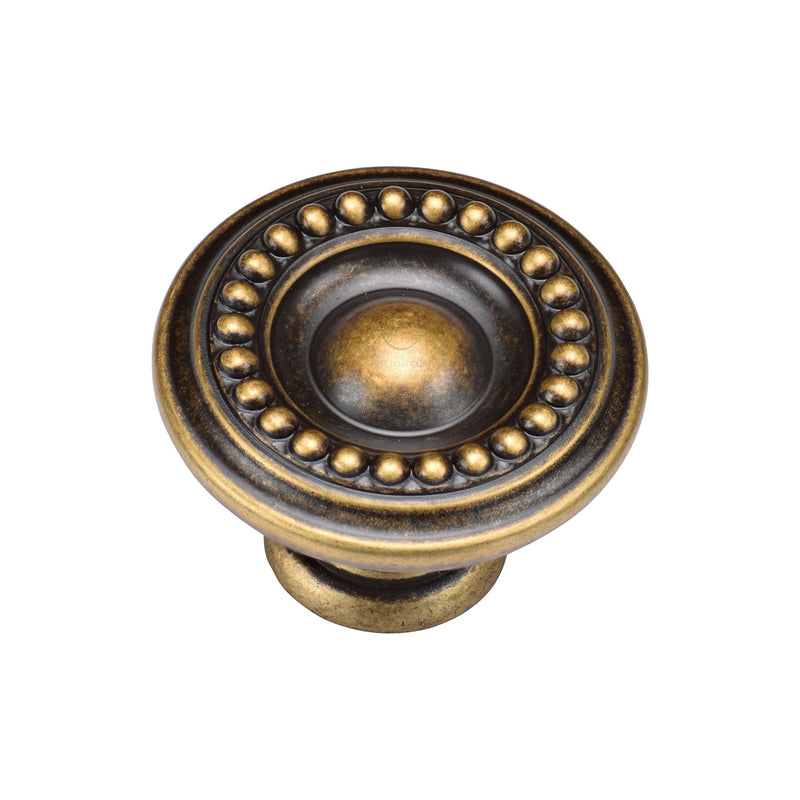 Beaded Round Knob 035mm Distressed Brass on Zinc finish
 - TK4404-035-DBS - Choice Handles